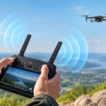 Пульт DJI, дрон и горное озеро
